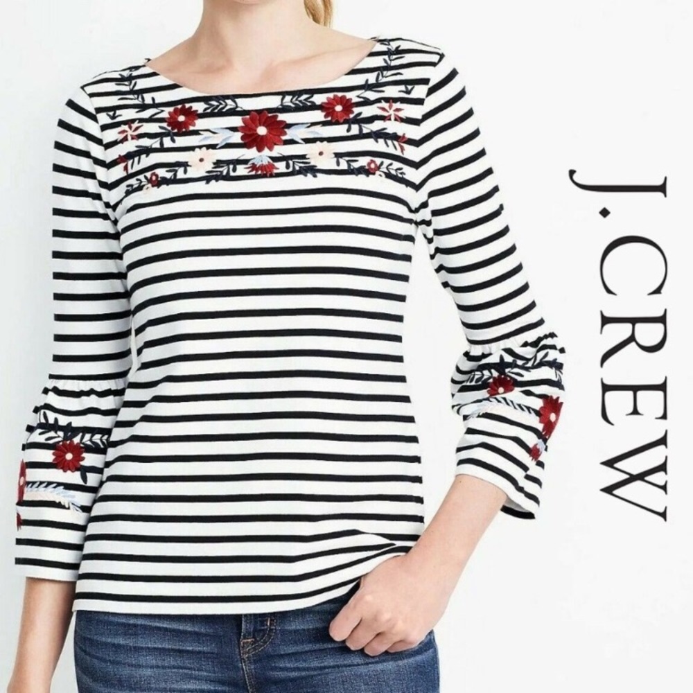 NWT J.Crew XXS Striped Embroidered Shirt